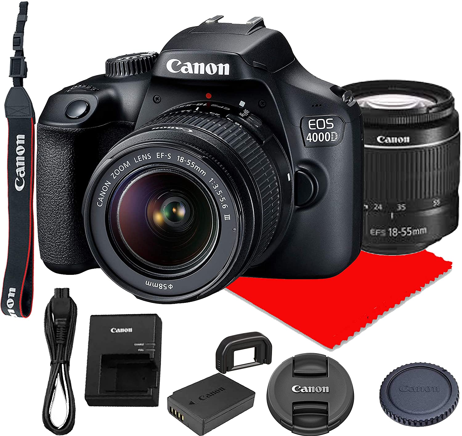 Canon EOS 4000D DSLR Camera w/Canon EF-S 18-55mm F/3.5-5.6 III Zoom Lens